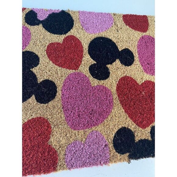 Disney Mickey Minnie Mouse Coir Door Mat 18x28” Outdoor Rug Valentines heart NEW - Picture 5 of 8